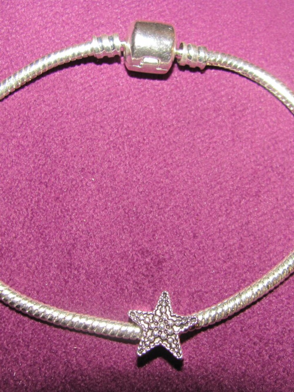 Silver Bracelet Star Charm Clasp Snake Chain NEW